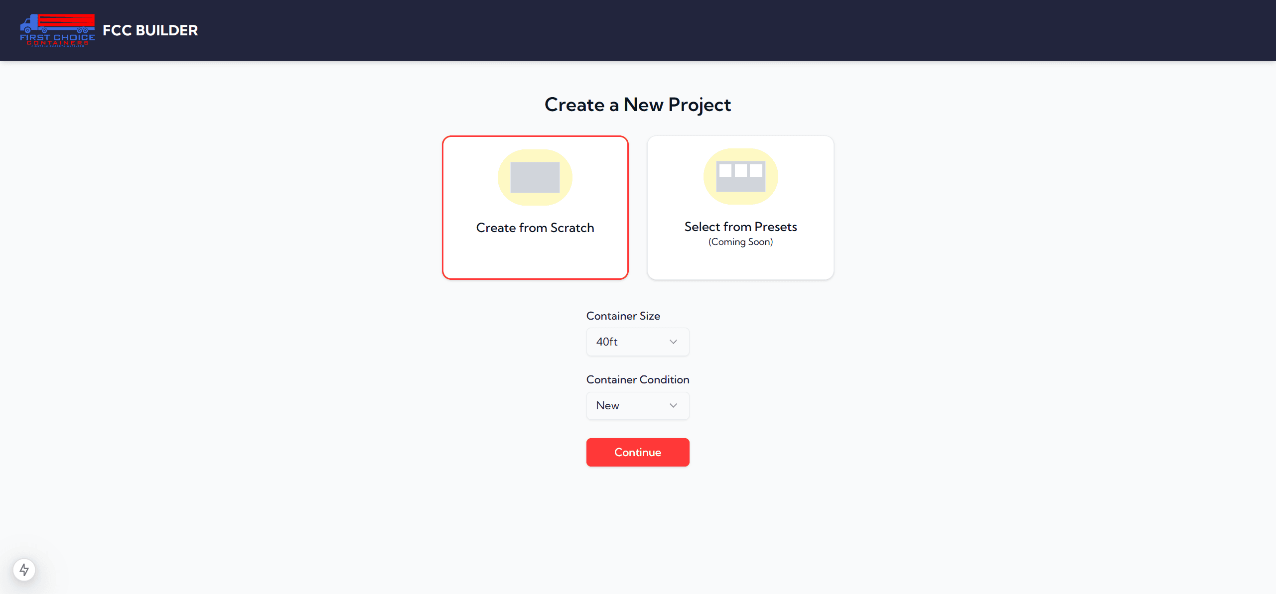 Create new configuration or load preset