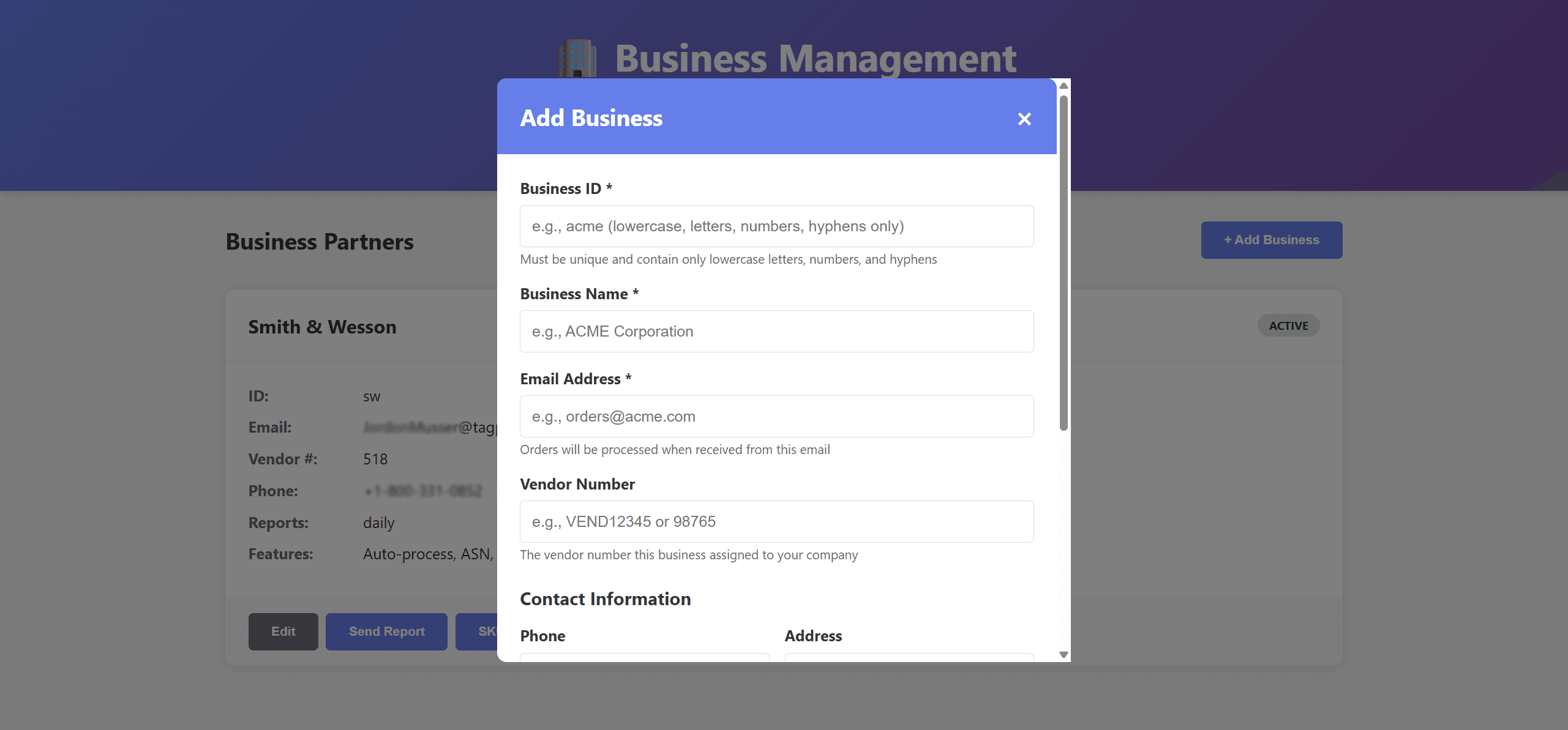 Add Business Popup
